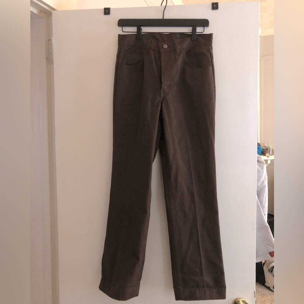 UNITOG brown flat front work pants